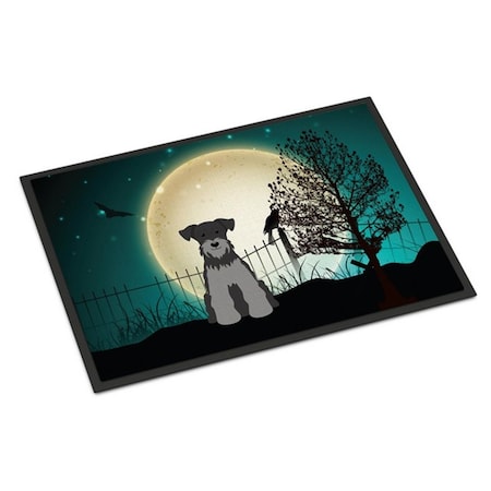 Jensendistributionservices Halloween Scary Miniature Schanuzer Black Silver Indoor or Outdoor Mat, 18 x 0.25 x 27 in. MI2549595